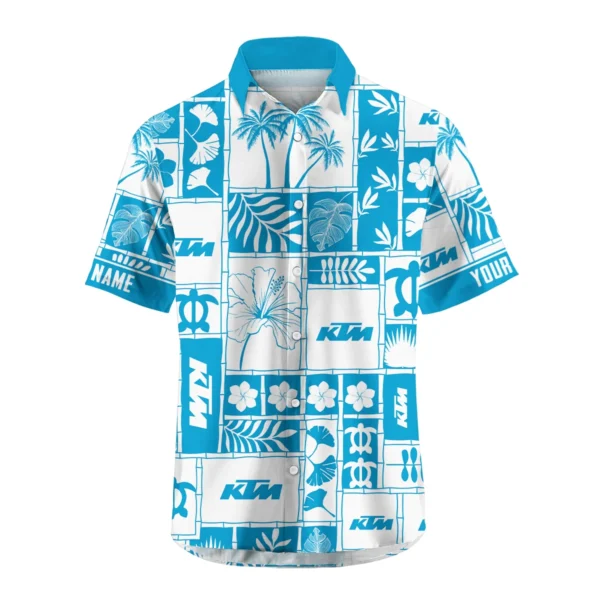 KTM Exclusive Logo Hawaian Shirt QTVA150425HWKTM - Aqua Blue - Image 2