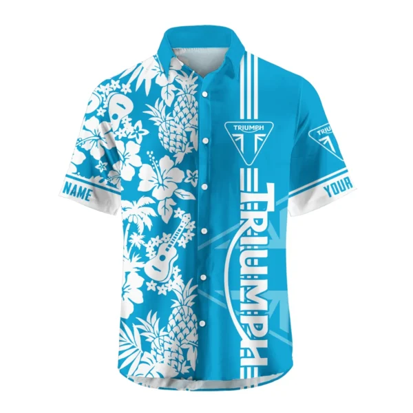 Triumph Motorcycles Exclusive Logo Hawaian Shirt QTVA160425HW02TRI - Aqua Blue - Image 2