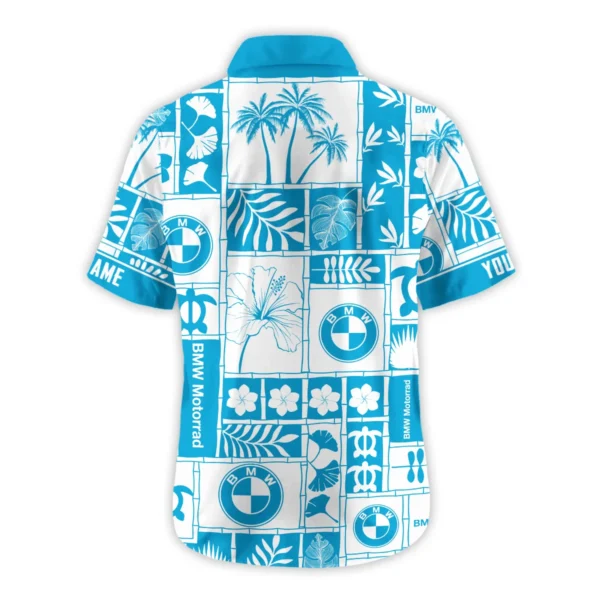 BMW Motorrad Exclusive Logo Hawaian Shirt QTVA150425HWBMW - Aqua Blue - Image 3