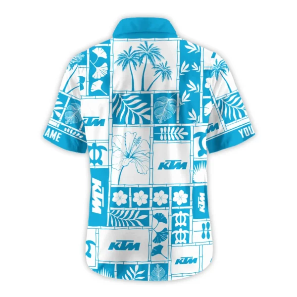 KTM Exclusive Logo Hawaian Shirt QTVA150425HWKTM - Aqua Blue - Image 3