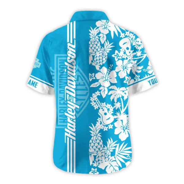 Harley-Davidson Exclusive Logo Hawaian Shirt QTVA160425HW02HD - Aqua Blue - Image 3