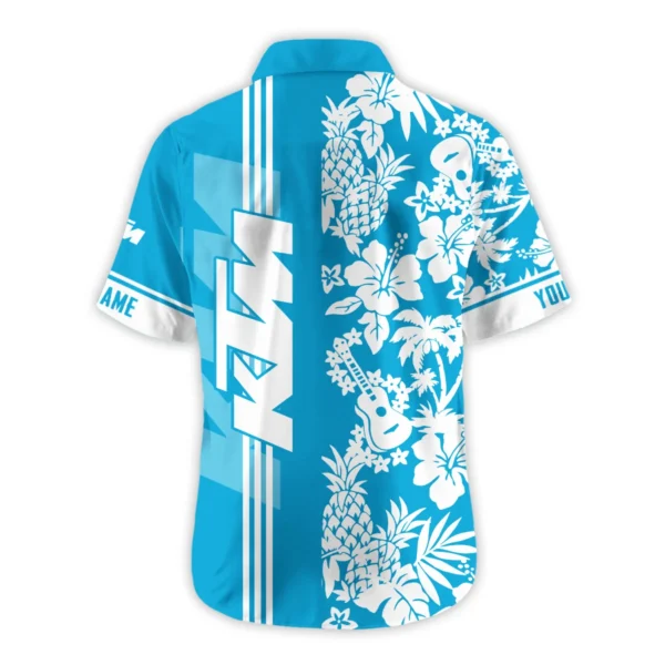KTM Exclusive Logo Hawaian Shirt QTVA160425HW02KTM - Aqua Blue - Image 3