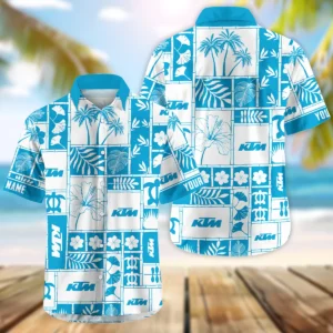 KTM Exclusive Logo Hawaian Shirt QTVA150425HWKTM - Aqua Blue