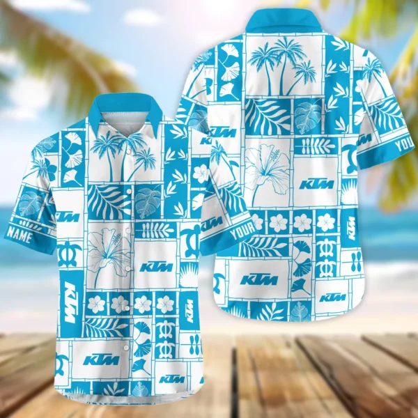 KTM Exclusive Logo Hawaian Shirt QTVA150425HWKTM - Aqua Blue