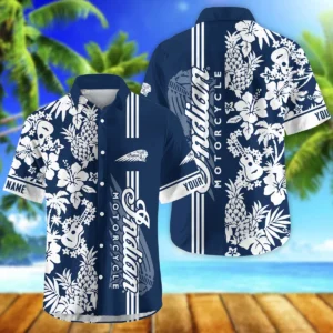 Indian Motorcycle Exclusive Logo Hawaian Shirt QTVA160425HW02IND - Navy Blue