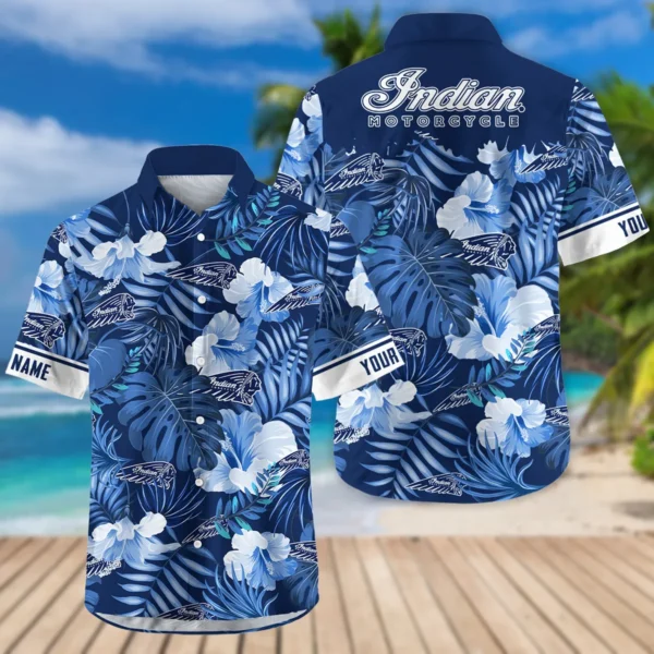 Indian Motorcycles Exclusive Logo Hawaian Shirt QTVA210425HW03IND - Navy Blue