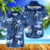 Triumph Motorcycles Exclusive Logo Hawaian Shirt QTVA210425HW03TRI - Navy Blue