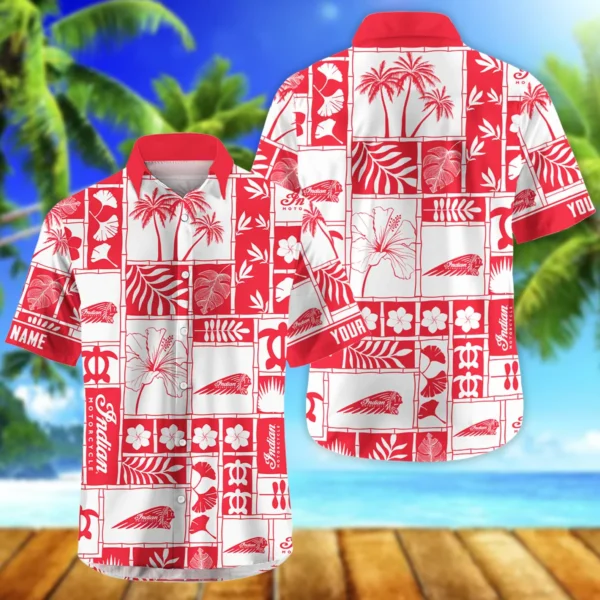 Indian Motorcycle Exclusive Logo Hawaian Shirt QTVA150425HWIND - Red