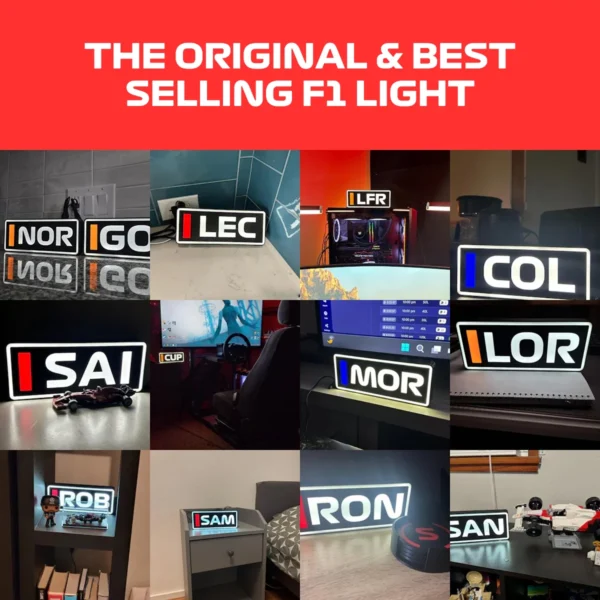 Lewis Hamilton Ferrari F1 Team Name Abbreviation Sign with LED Lighting F1 Racing Gift BLF1LEDA1HAM - Image 4