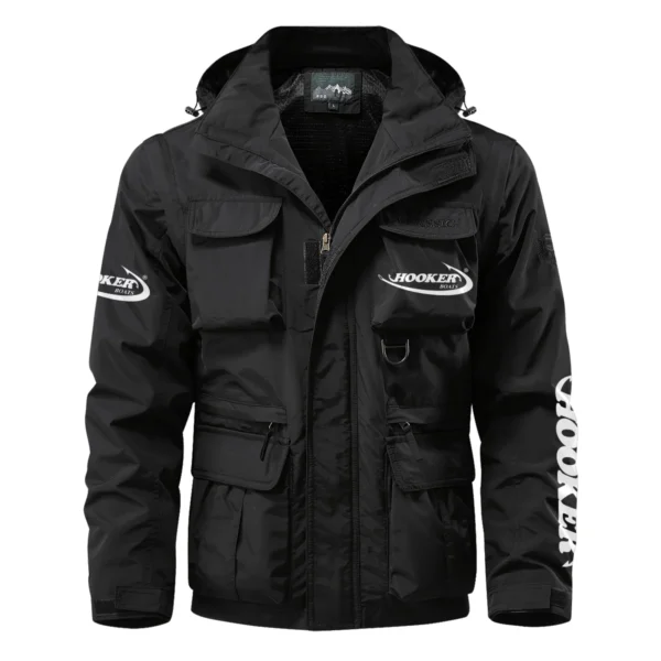 Hooker Boats Exclusive Logo Multi Pocket Jacket Fishing QTFS260525A1HOO - Black