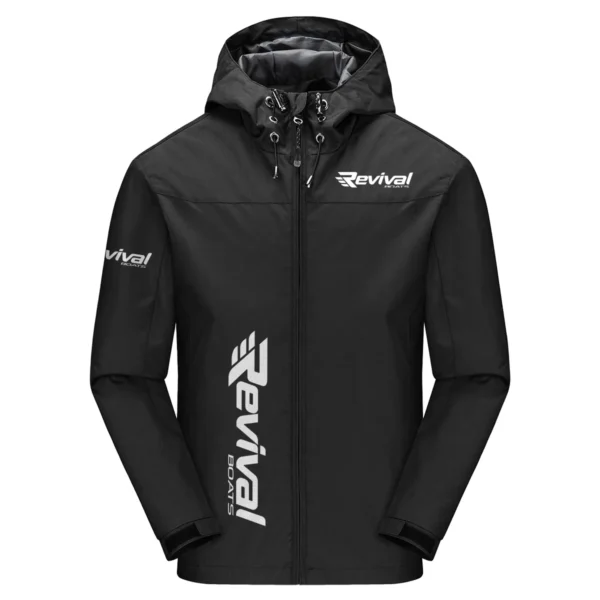 Revival Boats Exclusive Logo Windbreaker Jacket QTFS190525A3RVB - Black