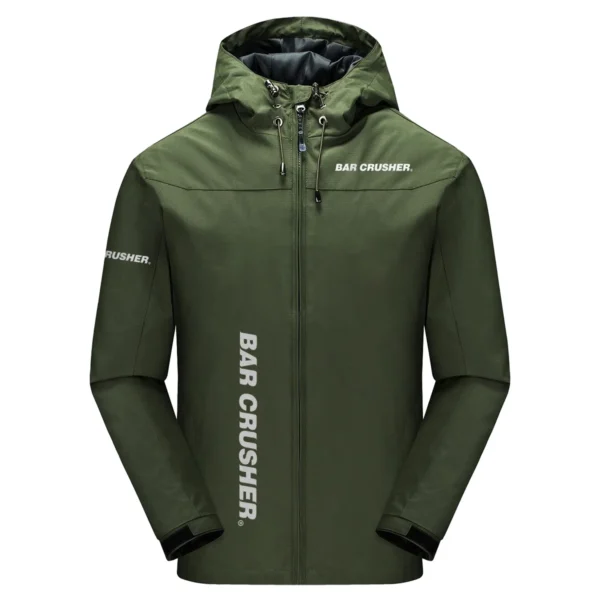 Bar Crusher Exclusive Logo Windbreaker Jacket QTFS190525A3BCR - Army Green