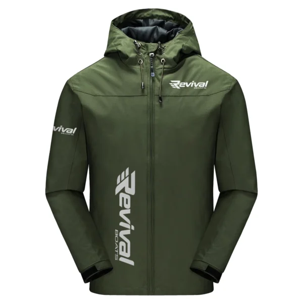 Revival Boats Exclusive Logo Windbreaker Jacket QTFS190525A3RVB - Army Green