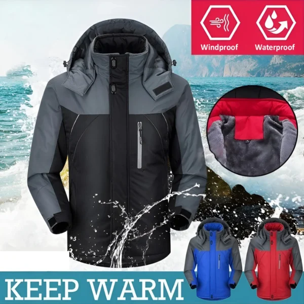 Crosstrek Exclusive Logo Outdoor Plush Charging Suit Waterproof Windproof Jacket Detachable Hood BLC21525A1CTK - Red - Image 5