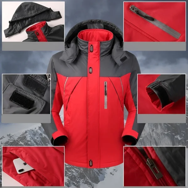 Crosstrek Exclusive Logo Outdoor Plush Charging Suit Waterproof Windproof Jacket Detachable Hood BLC21525A1CTK - Red - Image 7
