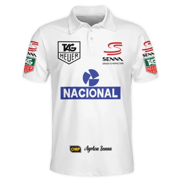 1985 Ayrton Senna John Player Special Lotus F1 Racing Team Polo Shirt BL3725A3PL - Image 2
