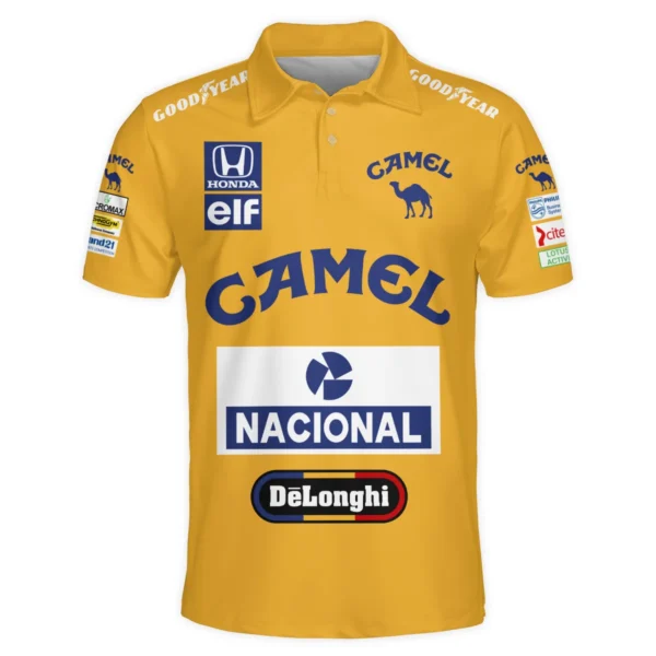 1987 Ayrton Senna Camel Honda Formula 1 Racing Team Polo Shirt BL3725A5PL - Image 2