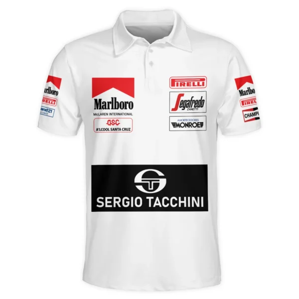 1984 Ayrton Senna Sergio Tacchini Toleman F1 Promotional Team Polo Shirt BL3725A7PL - Image 2