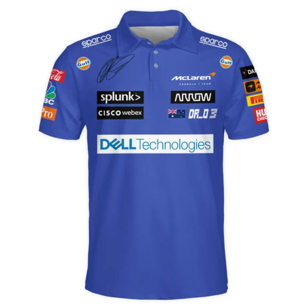 2021 Daniel Ricciardo McLaren F1 Team Race Suit Polo Shirt BLVA180725A03PL - Image 2