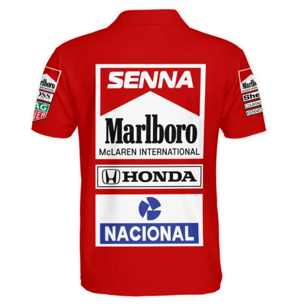 1988 Ayrton Senna Honda Race Suit Marlboro McLaren Polo Shirt BL3725A2PL - Image 3