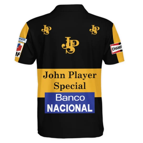 1985 Ayrton Senna John Player Special - Lotus F1 Racing Team Polo Shirt BL3725A4PL - Image 3