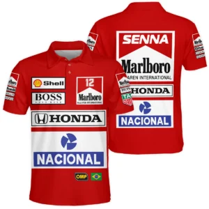 1988 Ayrton Senna Honda Race Suit Marlboro McLaren Polo Shirt BL3725A2PL