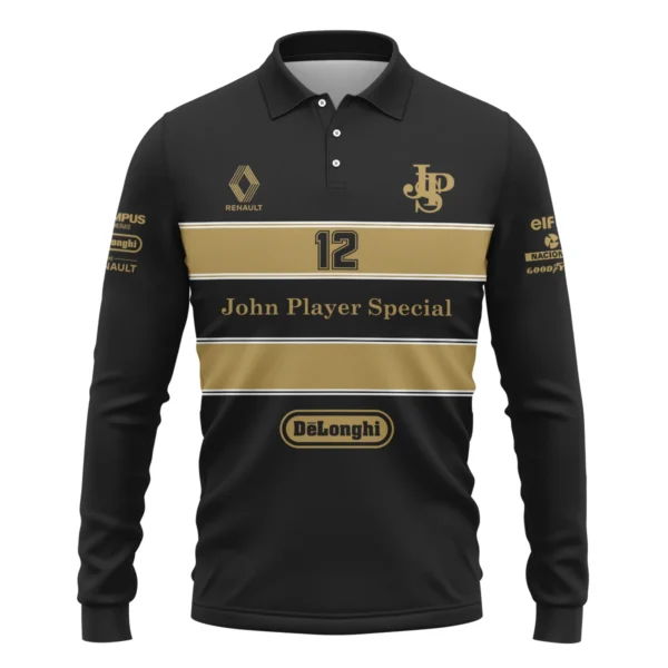 1985 Ayrton Senna John Player Special - Lotus Renault Long Polo Shirt BL3725A1LPL - Image 2