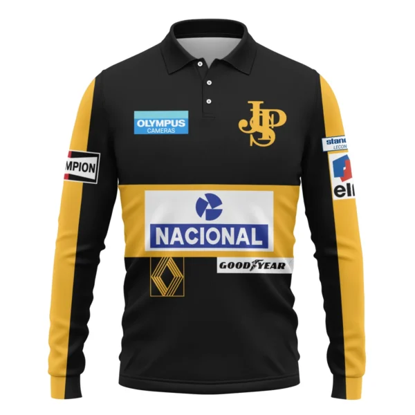 1985 Ayrton Senna John Player Special - Lotus F1 Racing Team Long Polo Shirt BL3725A4LPL - Image 2