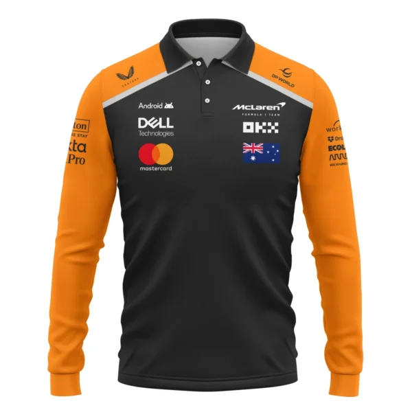 From #81 To #1 Oscar Piastri McLaren F1 Limited Edition Long Polo Shirt BL4725A1LPL - Image 2