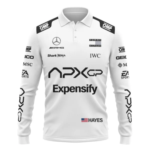 2025 F1 The Movie White Version For Racing Fan Exclusive Long Polo Shirt BLF116625A1LPL - Image 2