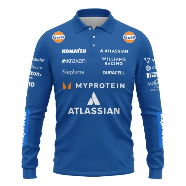 2025 Williams F1 Race Suit Long Polo Shirt BLVA100725A04WILLPL - Image 2