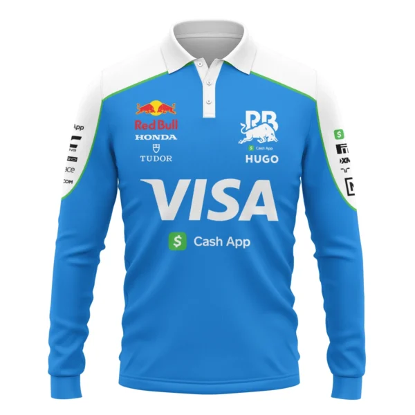 2025 Racing Bulls F1 Race Suit Long Polo Shirt BLVA110725A04RCBLPL - Image 2