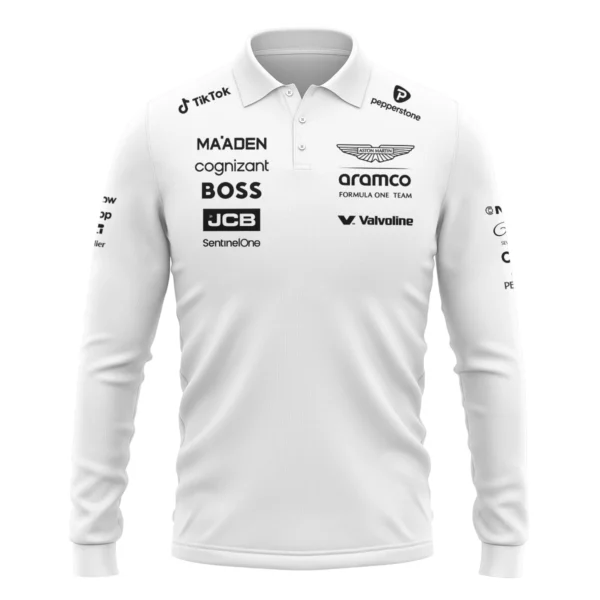 2025 Aston Martin F1 Race Suit Long Polo Shirt BLVA120725A03AMLPL - Image 2