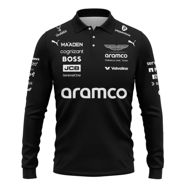2025 Aston Martin F1 Team Suit Long Polo Shirt BLVA120725A05AMLPL - Image 2