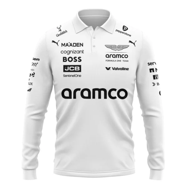 2025 Aston Martin F1 Team Suit Long Polo Shirt BLVA120725A06AMLPL - Image 2