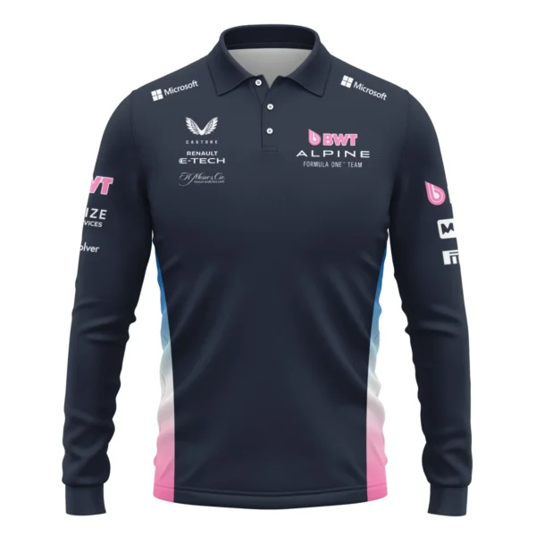 2025 Alpine F1 Team Suit Long Polo Shirt BLVA150725A01ALPLPL - Image 2