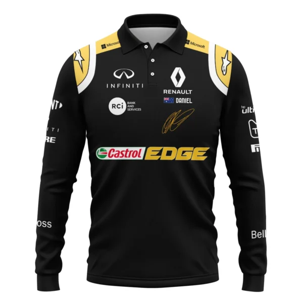 2019 Daniel Ricciardo Renault F1 Team Race Suit Long Polo Shirt BLVA180725A02LPL - Image 2