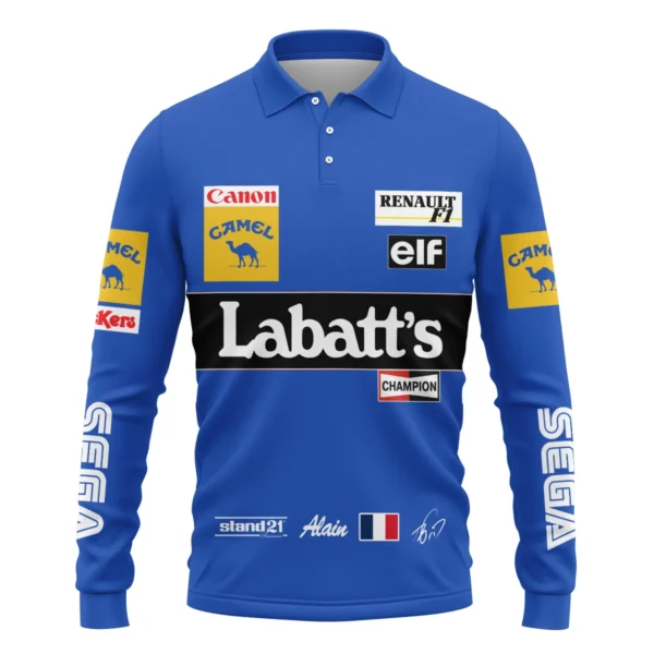 1993 Alain Prost Racing Suit Williams Renault F1 Team Long Polo Shirt BLVAAP070725A03LPL - Image 2