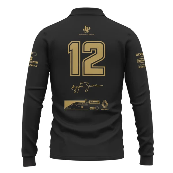 1985 Ayrton Senna John Player Special - Lotus Renault Long Polo Shirt BL3725A1LPL - Image 3