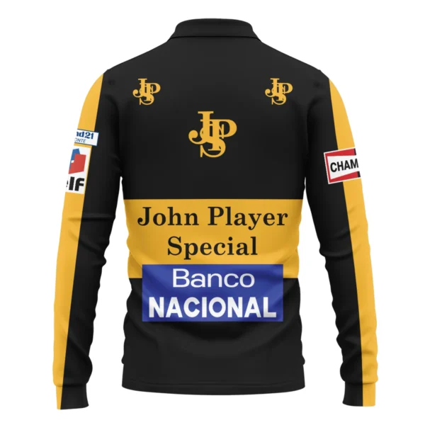 1985 Ayrton Senna John Player Special - Lotus F1 Racing Team Long Polo Shirt BL3725A4LPL - Image 3