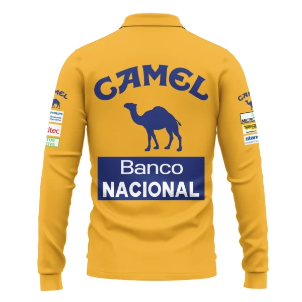1987 Ayrton Senna Camel Honda Formula 1 Racing Team Long Polo Shirt BL3725A5LPL - Image 3