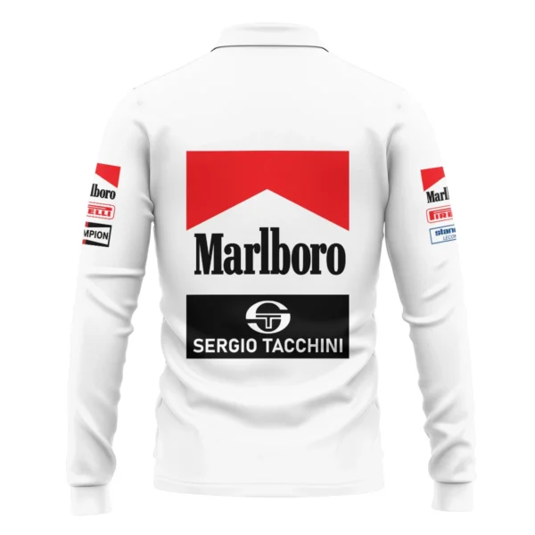 1984 Ayrton Senna Sergio Tacchini Toleman F1 Promotional Team Long Polo Shirt BL3725A7LPL - Image 3