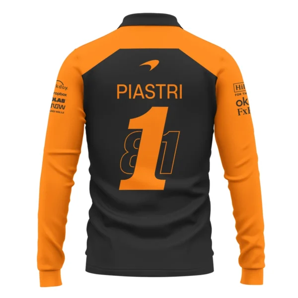 From #81 To #1 Oscar Piastri McLaren F1 Limited Edition Long Polo Shirt BL4725A1LPL - Image 3
