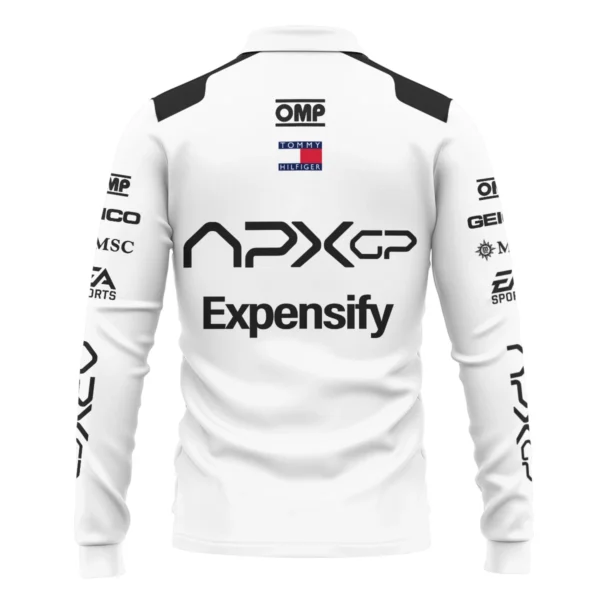 2025 F1 The Movie White Version For Racing Fan Exclusive Long Polo Shirt BLF116625A1LPL - Image 3