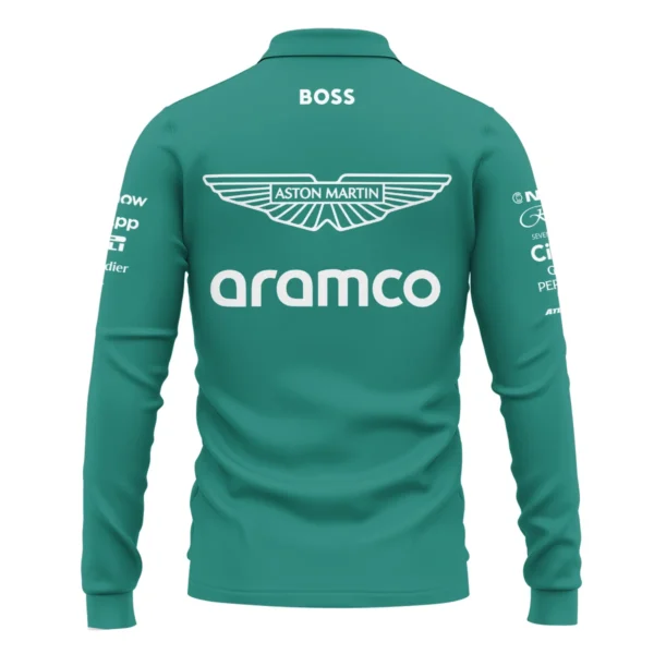 2025 Aston Martin F1 Race Suit Long Polo Shirt BLVA120725A04AMLPL - Image 3
