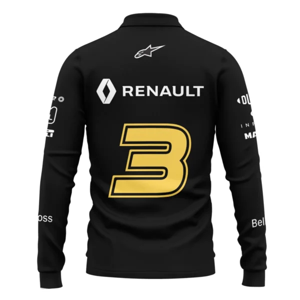 2019 Daniel Ricciardo Renault F1 Team Race Suit Long Polo Shirt BLVA180725A02LPL - Image 3