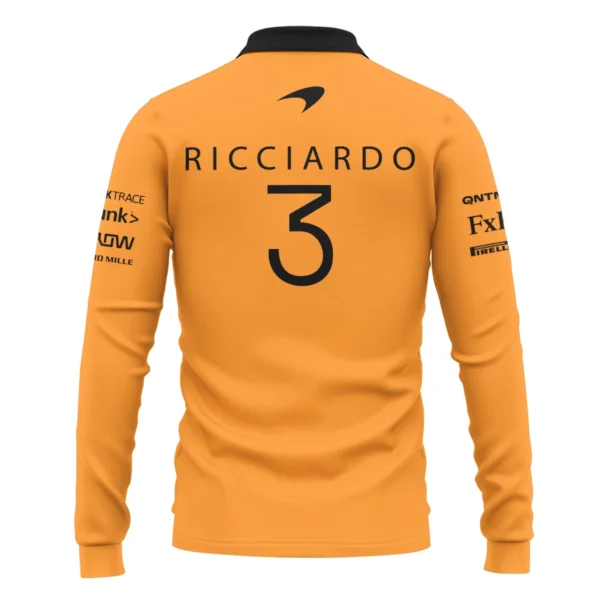 2022 Daniel Ricciardo McLaren F1 Team Suit Long Polo Shirt BLVA180725A07LPL - Image 3