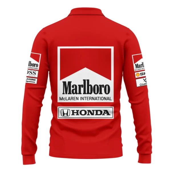 1989 Alain Prost Racing Costume Ferrari F1 Team Long Polo Shirt BLVAAP070725A01LPL - Image 3