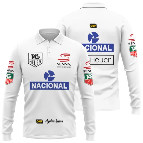 1985 Ayrton Senna John Player Special Lotus F1 Racing Team Long Polo Shirt BL3725A3LPL