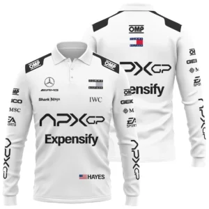 2025 F1 The Movie White Version For Racing Fan Exclusive Long Polo Shirt BLF116625A1LPL